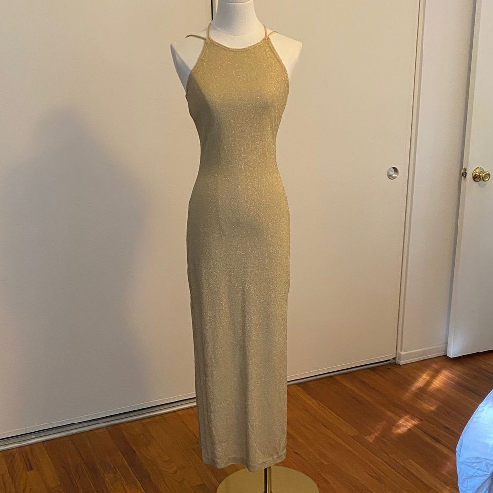 Vintage 80's / 90's Roberta Gold Maxi Dress Size Small - Picture 2 of 16